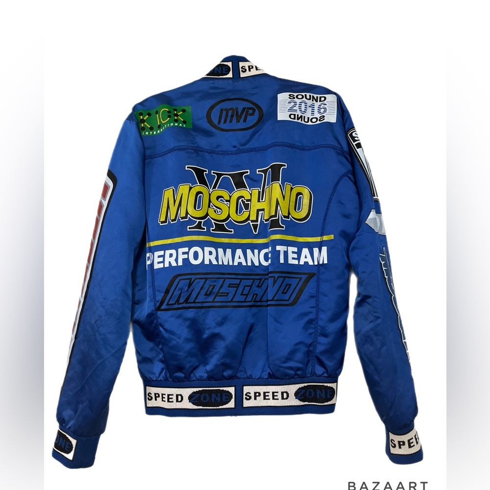 Moschino Blue Racing Logo Bomber Jacket - Picture 2 of 14